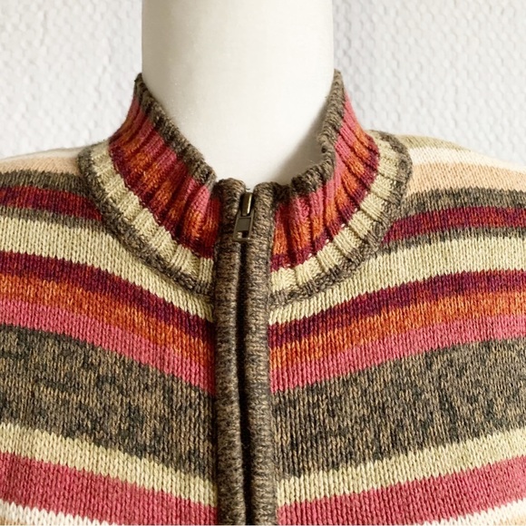 Tiara International Vintage Striped Zip Up Cottage Core Retro - Picture 7 of 12